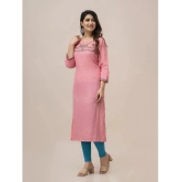 Frionkandy Rayon Embroidered Straight Womens Kurti - Pink ( Pack of 1 ) - None