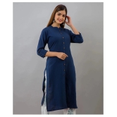 Doriya - Blue Cotton Blend Womens Front Slit Kurti - XL