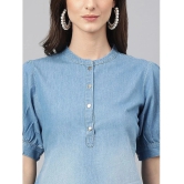 Janasya - Light Blue Denim Womens Straight Kurti ( Pack of 1 ) - None