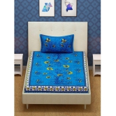 URBAN MAGIC - Blue Cotton Single Bedsheet with 1 Pillow Cover - Blue