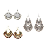 Samridhi DC Silver Bali Earrings ( Pack of 3 ) - Silver