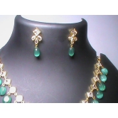 Stunning Emerald and Diamond Necklace Set in 14K White Gold