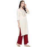 Antaran Cotton Blend Embroidered Straight Womens Kurti - White ( Pack of 1 ) - None