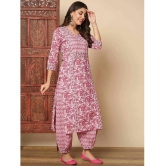 Vbuyz Cotton Printed Kurti With Pants Womens Stitched Salwar Suit - Pink ( Pack of 1 ) - None