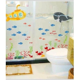 Asmi Collection Fish In Sea For Bathroom Animals Sticker ( 130 x 155 cms )