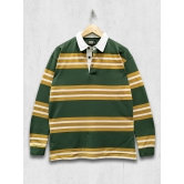 Auto Stripes Green Yellow Polo T-Shirt-L / Green