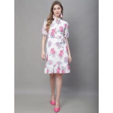 MINI & MING Floral Print Tie-Up Neck Georgette Blouson Dress