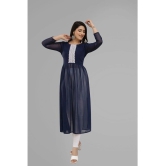 Parastri Georgette Embroidered Nayra Womens Kurti - Blue ( Pack of 1 ) - None