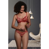 Bra & Panty Set Net fabric for women 207 Brown-30