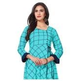 haya fashion - Blue Rayon Women''s Flared Kurti ( Pack of 1 ) - XL