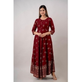 Kapadia - Maroon Rayon Women''s Anarkali Kurti ( Pack of 1 ) - None