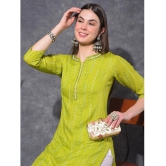 Mamoose Cotton Blend Printed Straight Womens Kurti - Green ( Pack of 1 ) - None