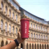 Personalized - Tumbler With Gold Straw-Blue