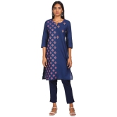 Karigari - Blue Cotton Blend Women's Straight Kurti ( Pack of 1 ) - None