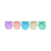 Sathiyas Cotton Multicolor Pack of 5 Baby Girl Frocks With Nappies - 0-6 Months