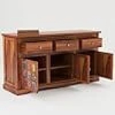 SAHIRAM CHOUDHARY ; Solid Sheesham Wood Wooden Cabinet Sideboard with 3 Drawers and 3-Door Storage (Honey Finish)