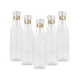 Plastic Fridge Water Bottle Set for Office, Sports, School, Travelling, Gym, Yoga - BPA and Leak Free & Unbreakable Bottle Multi color Set of 5  by Ruhi Fashion India