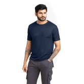 Men Solid Round Neck Polyester Blue T-Shirt