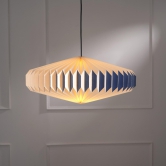 Oblong 2 Pendant Lamp - Paper Origami, Handpleating, Origami Lampshade, Scandinavian Design Hanging Light-Parrot Green