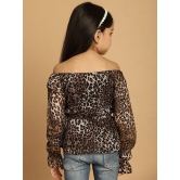 MINI & MING Girls Animal Printed Off-Shoulder Puff Sleeves Gathered Bardot Top