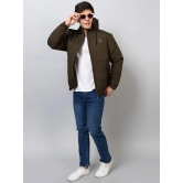 Xohy Men's Full Sleeve Bomber Hooded Olive Jacket-XL