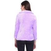 PPTHEFASHIONHUB Faux Fur Womens Non Hooded Sweatshirt ( Purple ) - None