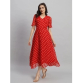 Curvydrobe Georgette Printed Midi Womens Fit & Flare Dress - Red ( Pack of 1 ) - None