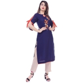 Maquien - Blue Rayon Women's Straight Kurti - 4XL