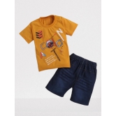 DKGF Fashion - Mustard Cotton Boys T-Shirt & Shorts ( Pack of 1 ) - None