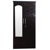 Wood 2 Door Brick Textured Wardrobe with Mirror