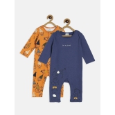 miniklub Multicolor Cotton Rompers For Baby Boy ( Pack of 2 ) - None