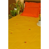 Santra Embroidered Orange Cotton Bedsheet