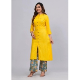 MAUKA Rayon Embellished Kurti With Palazzo Womens Stitched Salwar Suit - Yellow ( Pack of 1 ) - None