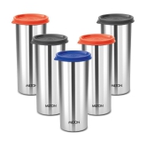 Milton Stainless Steel Tumbler with Lid Set of 5, 530 ml Each, Assorted (Lid Color May Vary) | Office | Gym | Yoga | Home | Kitchen | Hiking | Treking | Travel Tumbler - Assorted