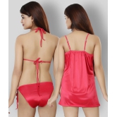NIVCY - Pink Satin Women's Nightwear Night Dress ( Pack of 2 ) - L