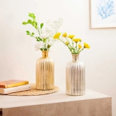 Fluted Glass Vase With Metallic Finish Gold