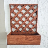 BARISH - Wall Mounted Planter - Single Square | Handcrafted with Rubberwood | Indoor Planter Frame with Stand 18 x 14 x 6 Inches