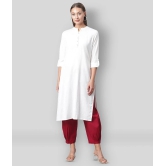 Divena - White Cotton Blend Womens Straight Kurti - XS