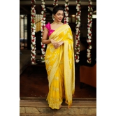 Pure Georgette Silk Banarasi Saree  in Yellow with Rose Jaal Weave in Silver Tone Zari | SILK MARK CERTIFIED