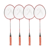 Hipkoo Sports High Quality Wide Body Aluminum Badminton Ruby Racket with Cover, Ideal for Beginner, Flexible, Lightweight & Sturdy (Multicolor, Set of 4)