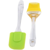 THRIFTKART - Multicolor Silicone Spatula and Brush Set ( Set of 2 ) - Multicolor