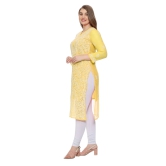 Lavangi Women Lucknow Chikankari Yellow Georgette Kurti with Matching Cotton Inner