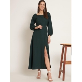 Curvydrobe Crepe Solid Ankle Length Women's Side Slit Dress - Green ( Pack of 1 ) - None