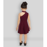 Addyvero - Maroon Cotton Blend Girls Fit And Flare Dress ( Pack of 1 ) - 3-4 Years