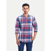 Men Blue Checkered Casual cotton Shirt