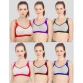 ICONIC ME Multicolor Cotton Non Padded Womens Everyday Bra ( Pack of 6 ) - None