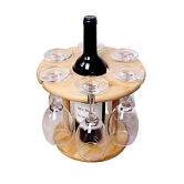 Magnusdeal@ wine glass holder stand Wine Glass Drying Racks Camping for 6 Glass and 1 Wine Bottle 6 Hooks, Easy Assembly, Durable Wooden Wine Holder (Wine Bottle and Glasses NOT Included)