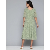 Jompers Floral Georgette A-Line Midi Dress-XL / Green