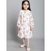 MINI & MING Girls Floral Print Tie-Up Neck Puff Sleeve A-Line Dress