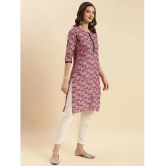 Rangita Women Pink Cotton Printed Knee Length Straight Kurti - None